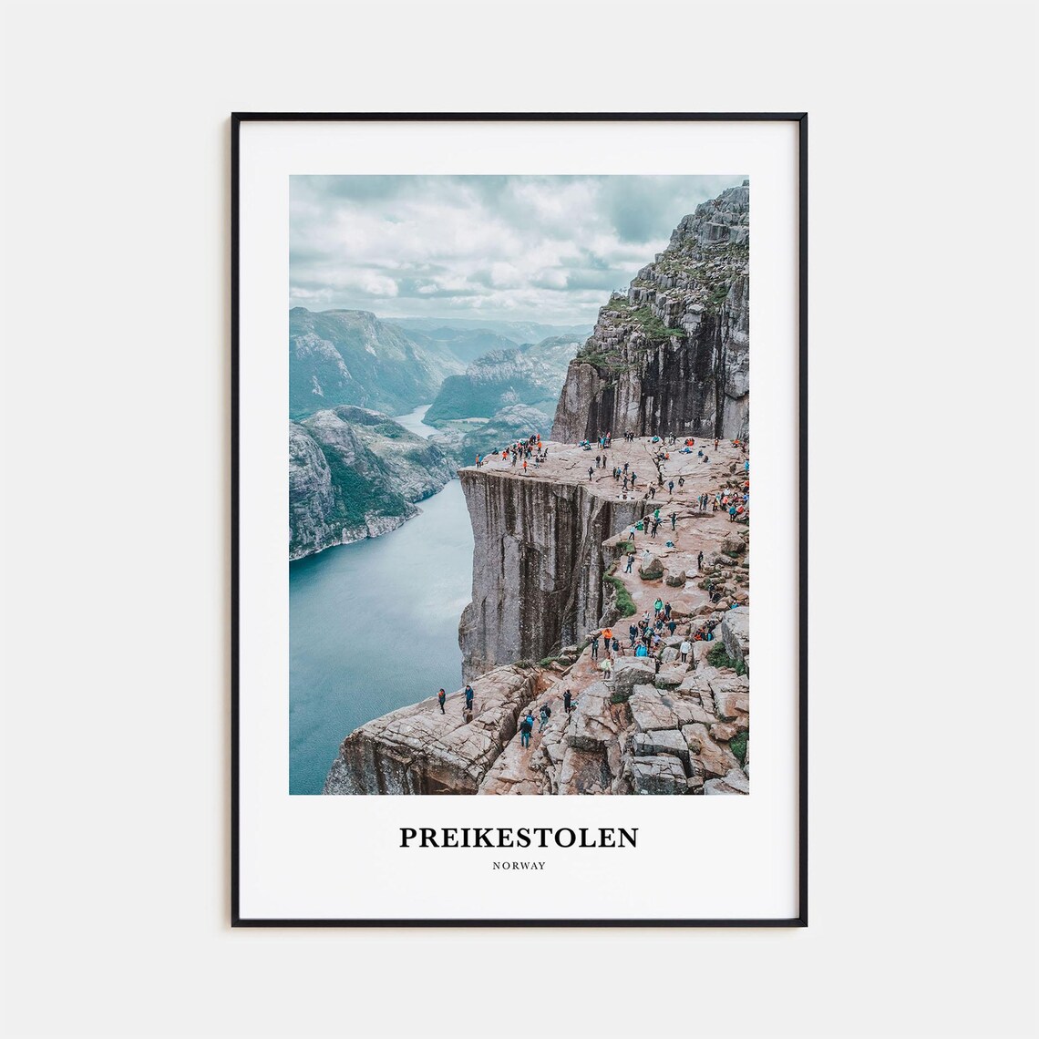 Preikestolen Norway Pulpit Rock Cliff Fjord Hikers Photo Travel Poster