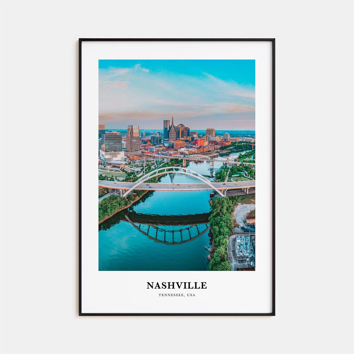 Nashville Travel Poster, Tennessee Map Wall Art