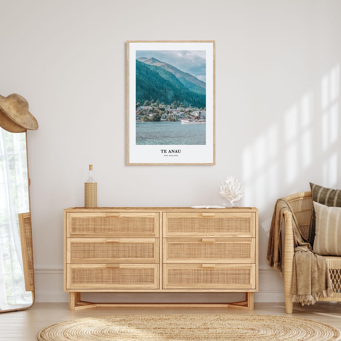 Te Anau New Zealand Lakeside Town Steamer Mountain View Travel Poster - Image 2