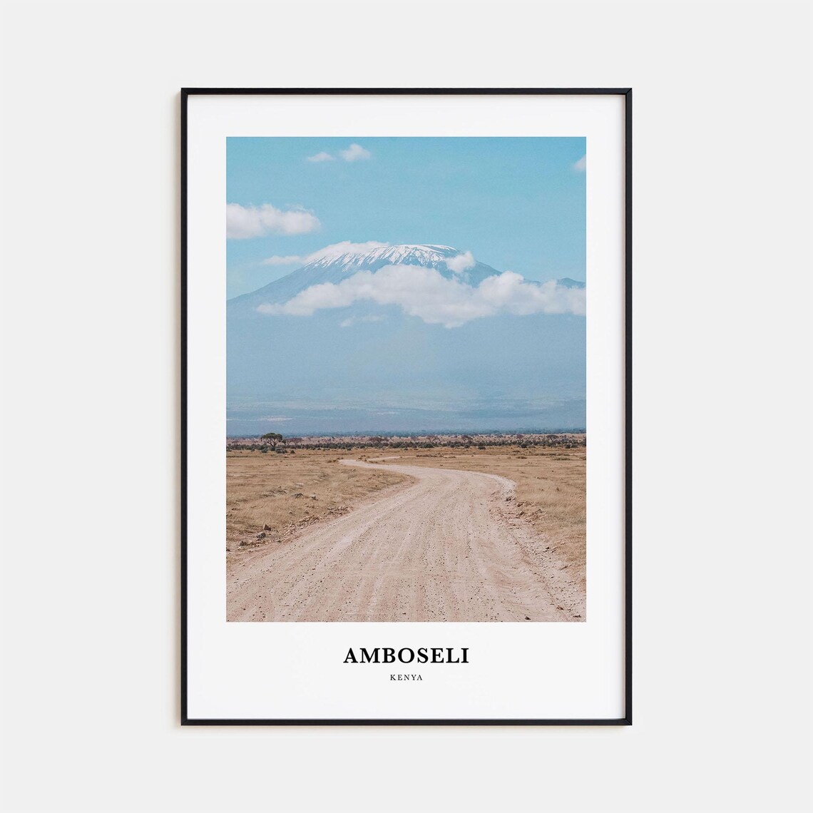 Amboseli Kenya Snowcapped Mountain Savanna Road Photography Poster