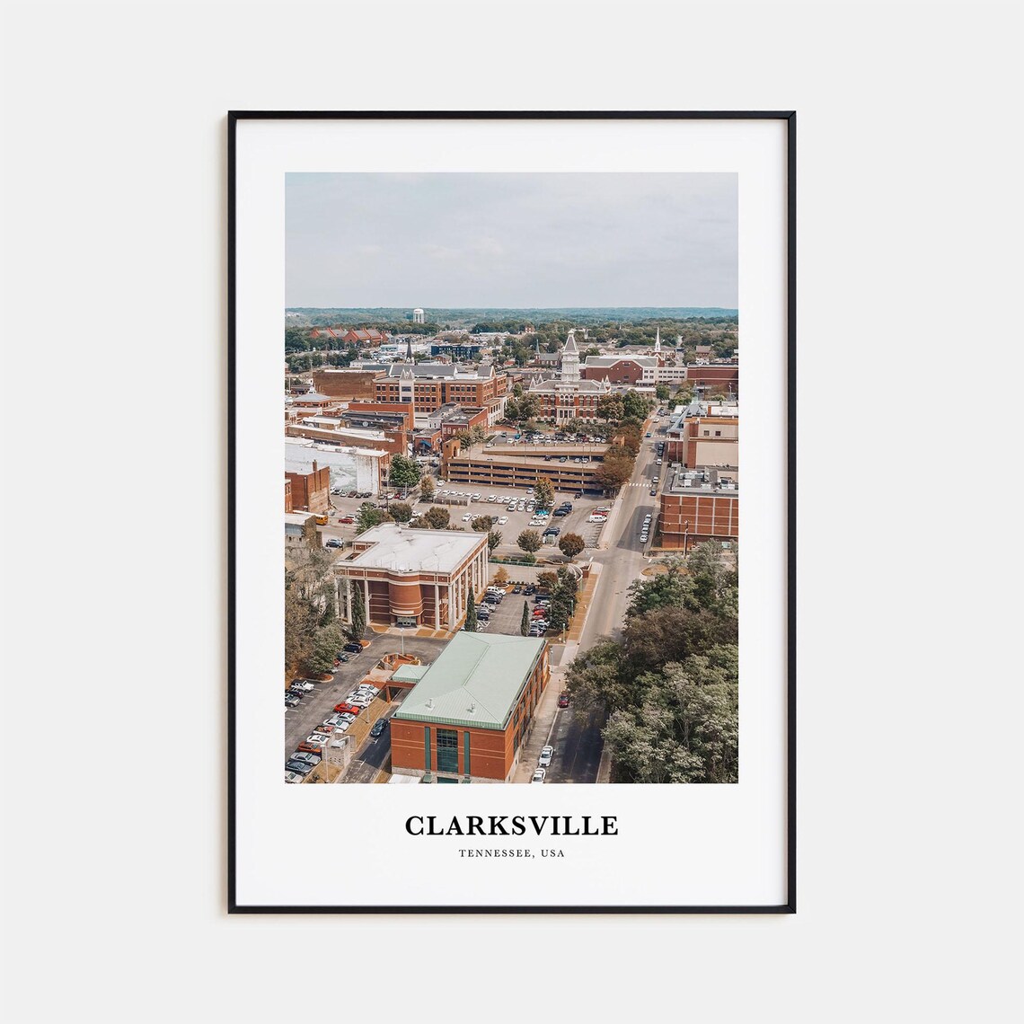 Clarksville Tennessee USA Aerial Downtown Brick Buildings Photo Poster