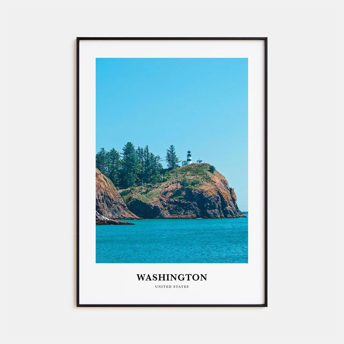 Washington State Coastal Headland Lighthouse Sea Cliffs Poster