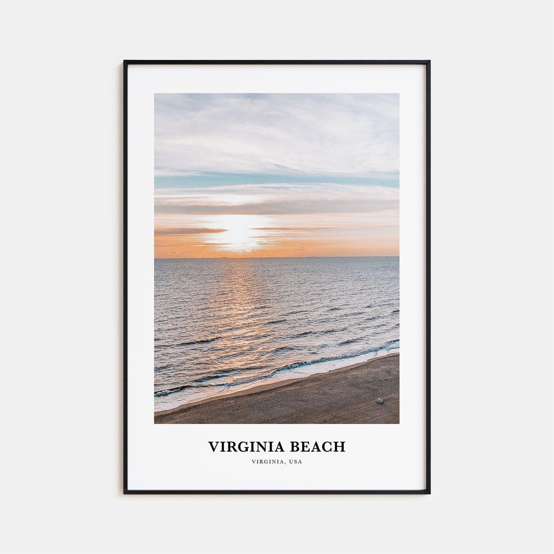 Virginia Beach Ocean Sunrise Waves Sandy Shore Travel Poster