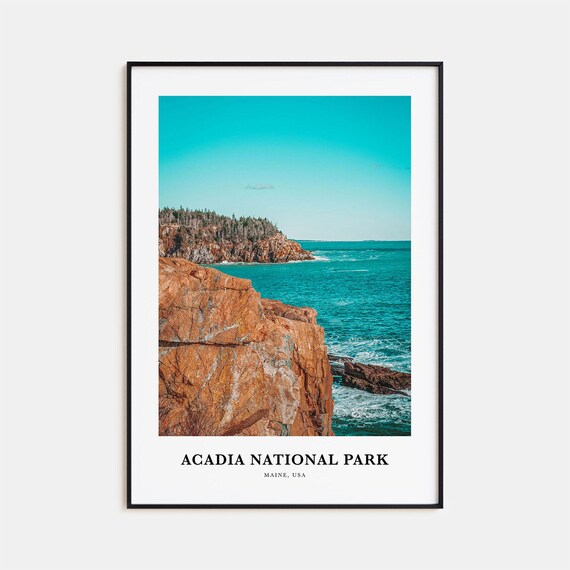 Acadia National Park Maine Red Cliffs Ocean Coastline Poster