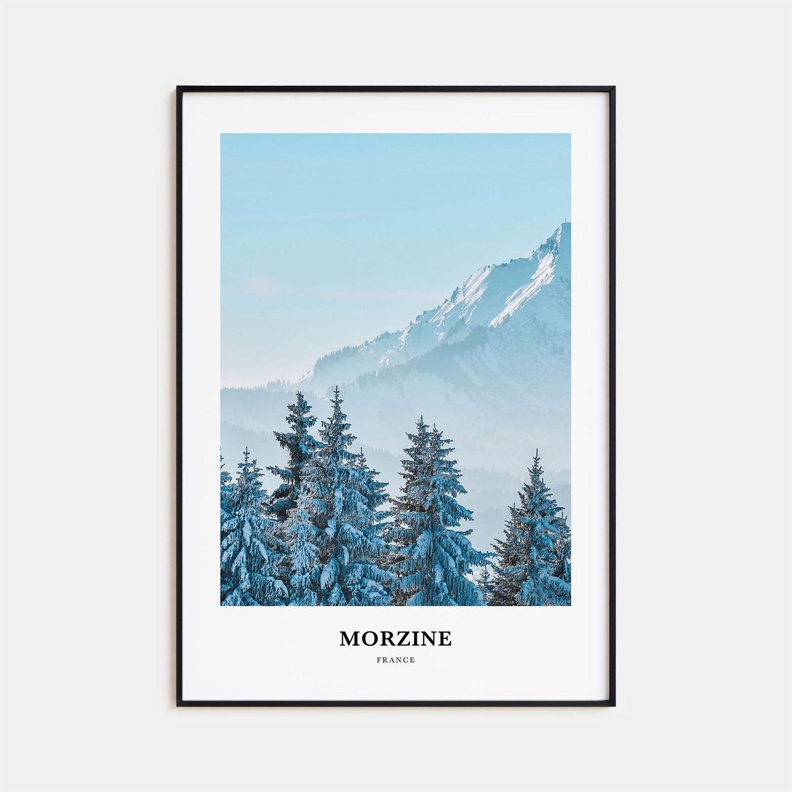 Morzine France Snowy Pines Mountain Winter Alpine View Poster