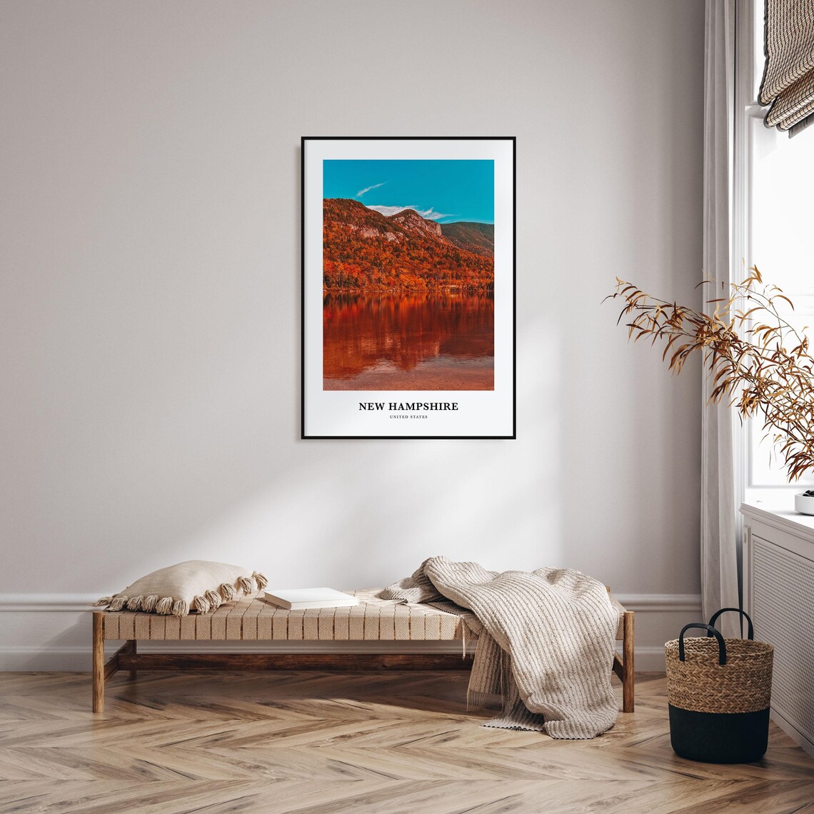 New Hampshire United States Autumn Mountain Lake Photo Travel Poster - Image 3
