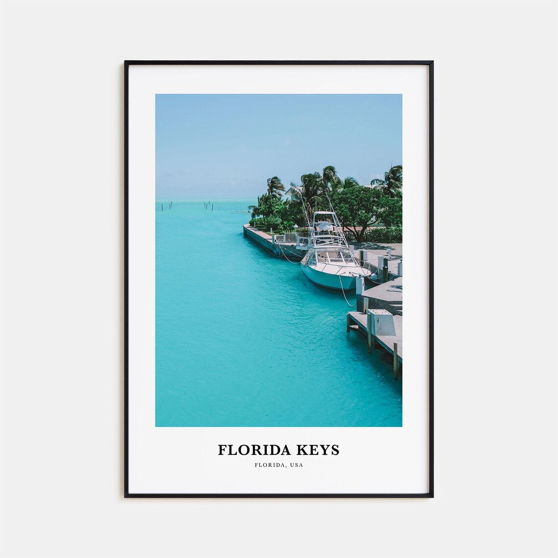 Florida Keys Turquoise Marina Boat Dock Coastal Travel Photo Poster