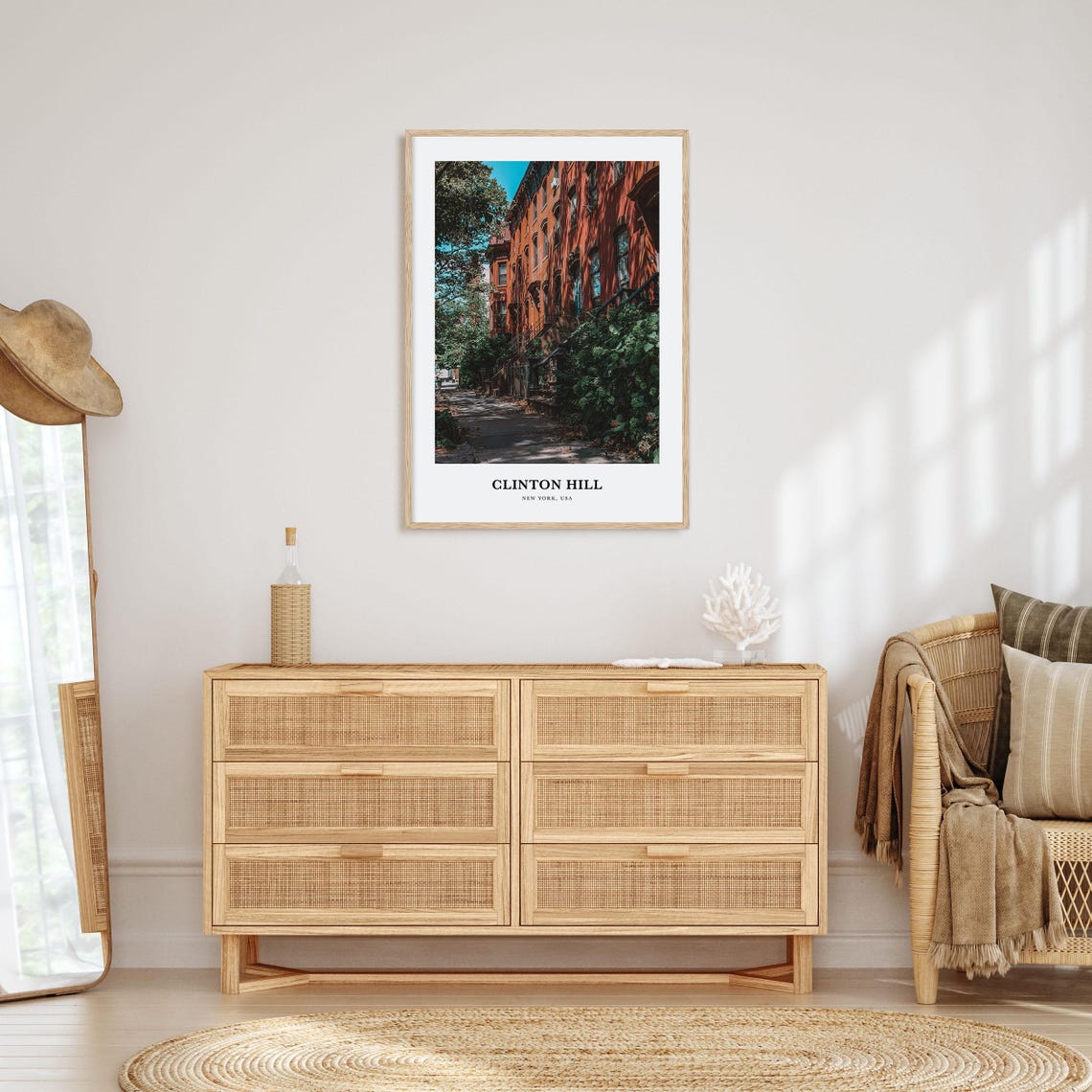 Clinton Hill New York Brownstone Row Houses Tree Lined Street Poster - Image 2