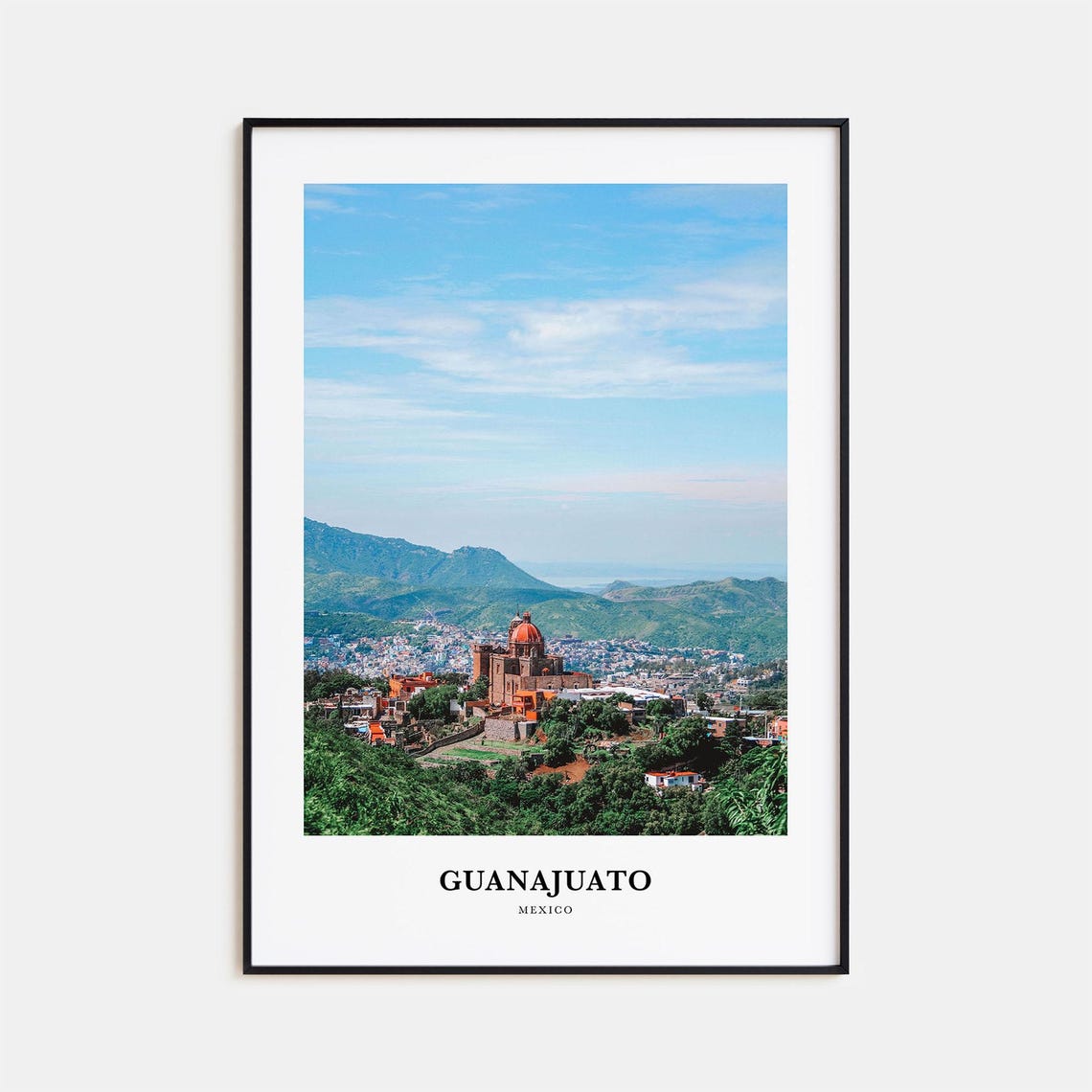 Guanajuato Mexico Colonial City Mountain Panorama UNESCO Travel Poster