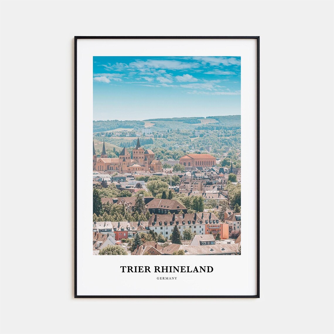 Trier Rhineland Travel Poster, Germany Map Art