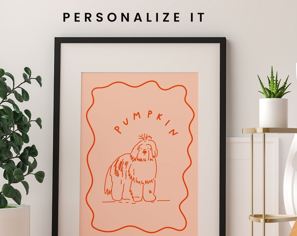 Custom Dog Portrait Personalized Pet Art Print