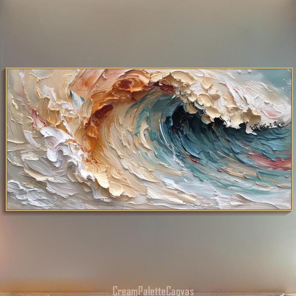 Ocean Wave Oil Painting, Abstract Nature Wall Art Print