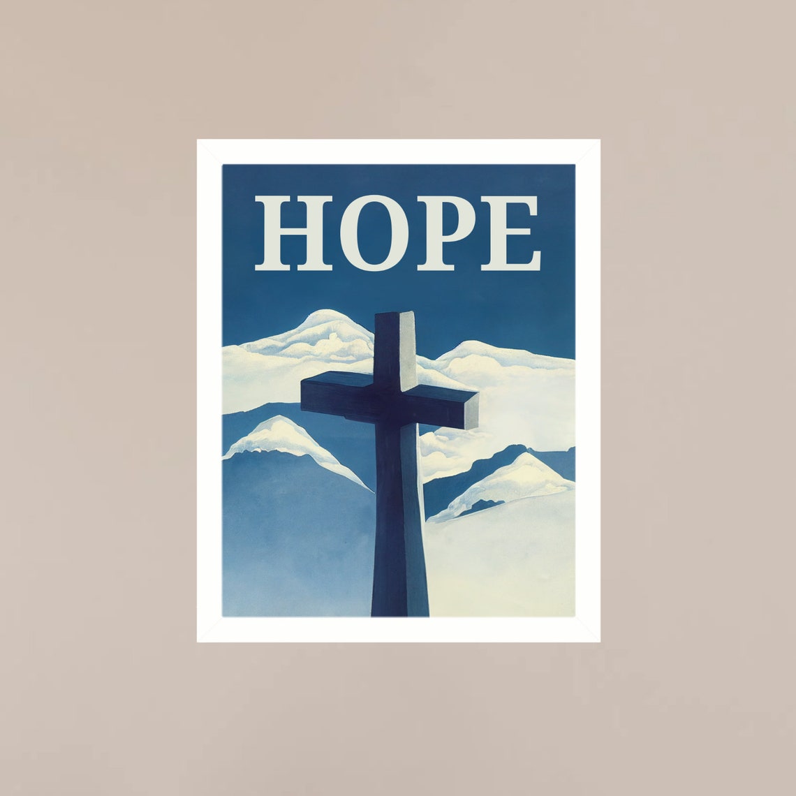 HOPE Cross Over Mountains Uplifting Christian Faith Quote Poster - Image 3