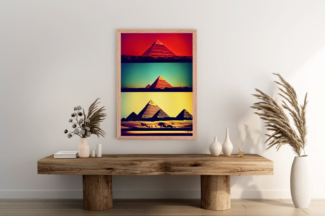 Pyramids of Giza Triptych Pop Art Color Panels Egypt Travel Poster - Image 2