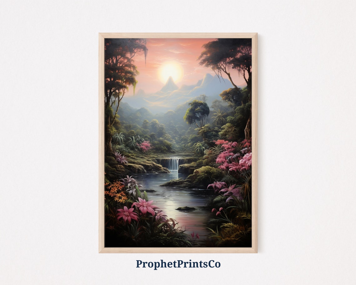 The Garden Of Eden Landscape Print Garden Of Eden Art Print Oil Painting Christian Home Dcor Wall Art