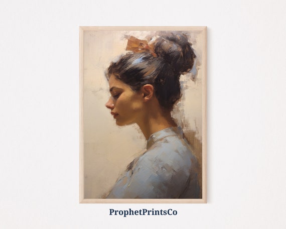 Soft Tonal Woman Portrait Oil Painting Modernism Wall Art Antique Oil Painting Cute Home Dcor Wall Art