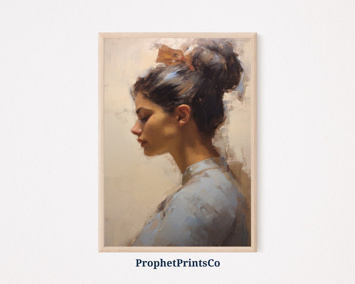 Soft Tonal Woman Portrait Oil Painting Modernism Wall Art Antique Oil Painting Cute Home Dcor Wall Art
