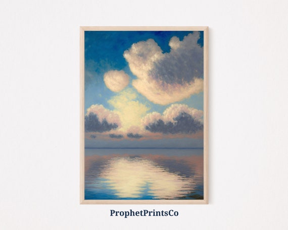Cloud Oil Painting Poster Print Muted Farmhouse Wall Art Vintage Art Lover Gift Home Dcor Wall Art Digitial
