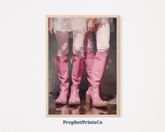 Girly Western Wall Art Girly Apartment Decor Retro Print Pink Cowgirl Poster Trendy Wall Art Wall Art