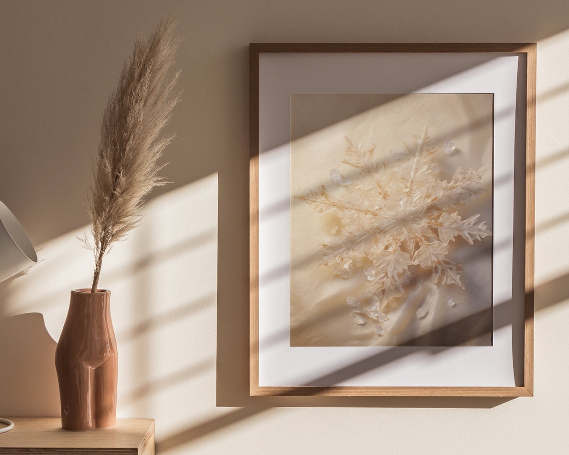 Golden Frosted Snowflake Silk Ice Crystals Winter Holiday Poster - Image 4
