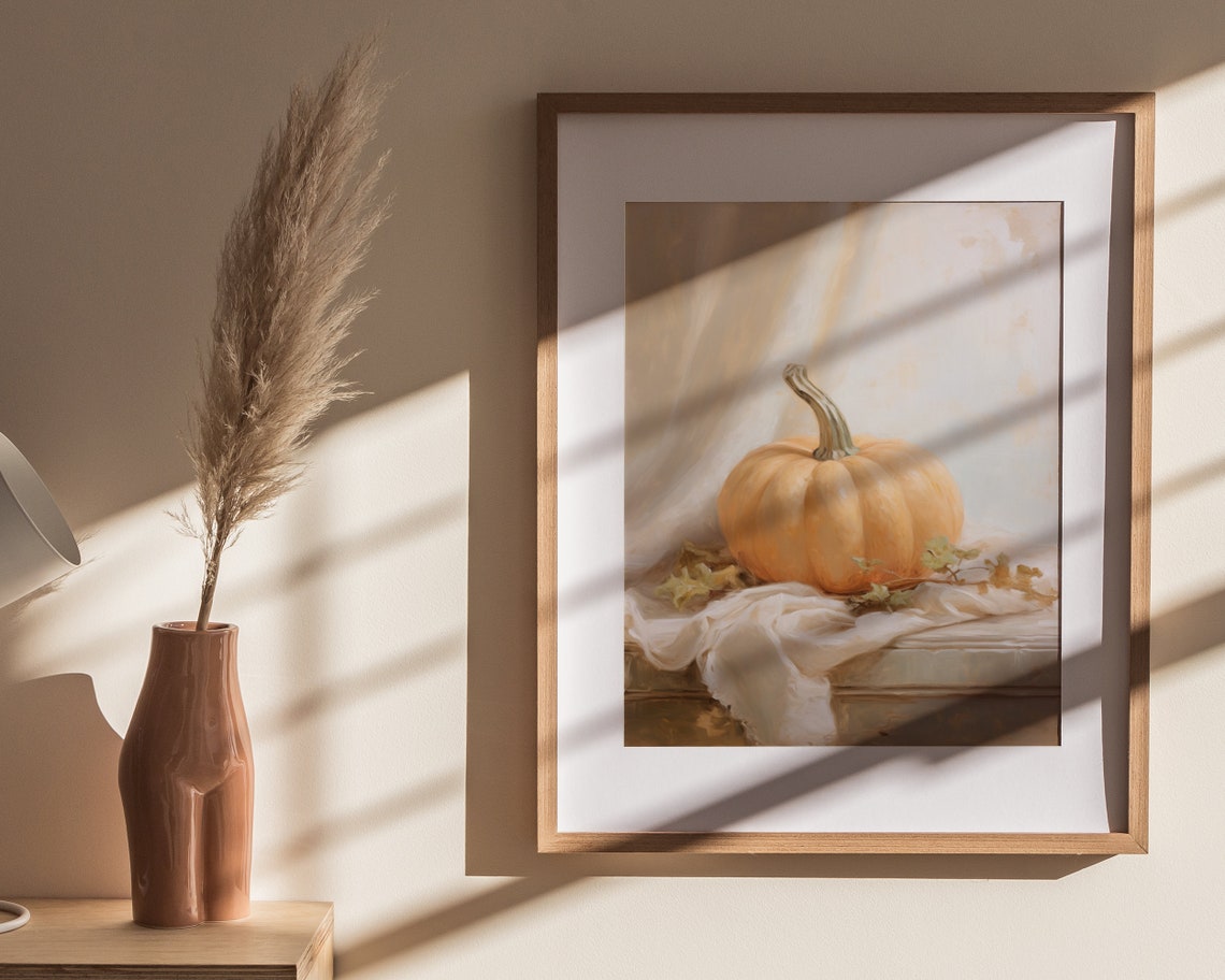 Small Orange Pumpkin Rustic Autumn Harvest Still Life Poster - Image 4