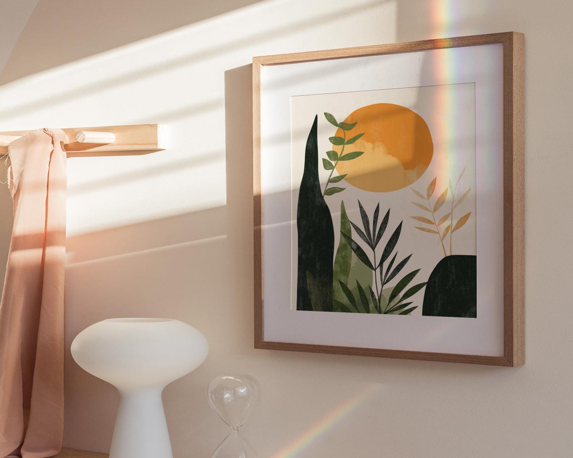 Abstract Sun Botanical Mid Century Orange Earthy Tones Poster - Image 3