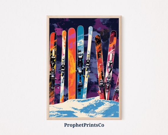 Abstract Skiing Print Vintage Ski Poster Pop Art Skiing Wall Decor Colorful Home Dcor Wall Art
