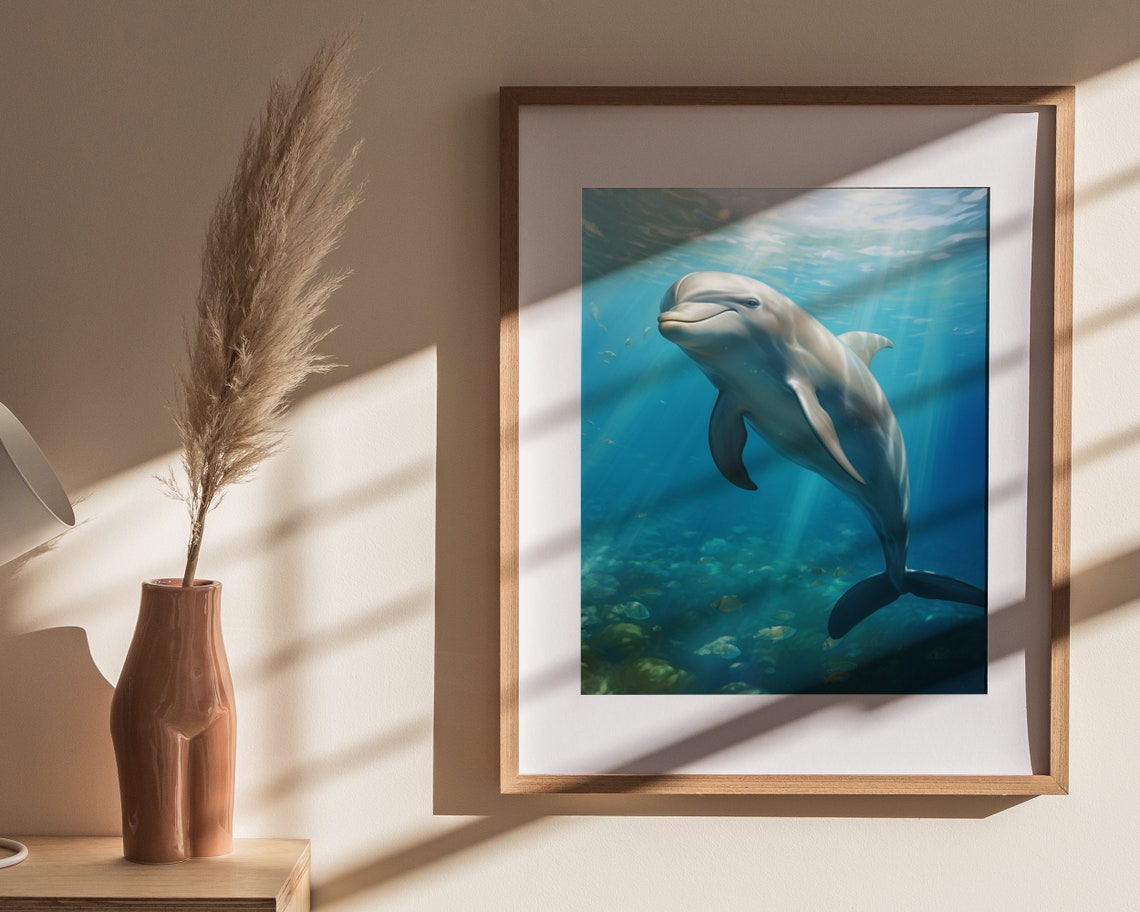 Dolphin Art Dolphin Painting Coastal Beach Art Nursery Print Dolphin Lover Gift Ocean Art Wall Art - Image 4
