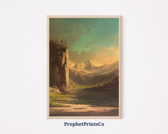 Majestic Mountain Cliff Poster Print Serene Wall Art Nature Lover Gift Scenic Landscape Dcor Wall Art