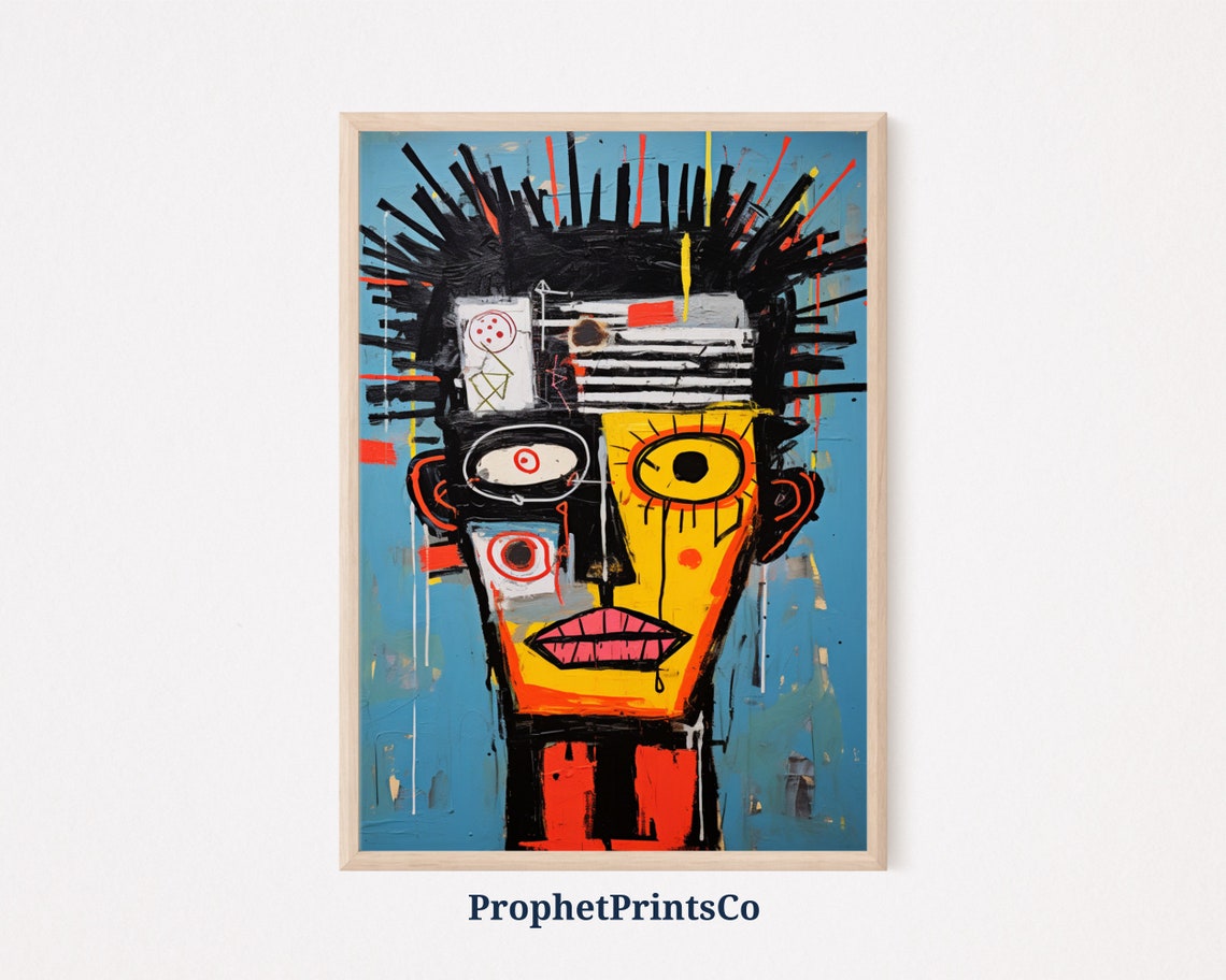 Basquiat Inspired Abstract Face Graffiti Hypebeast Street Art Poster