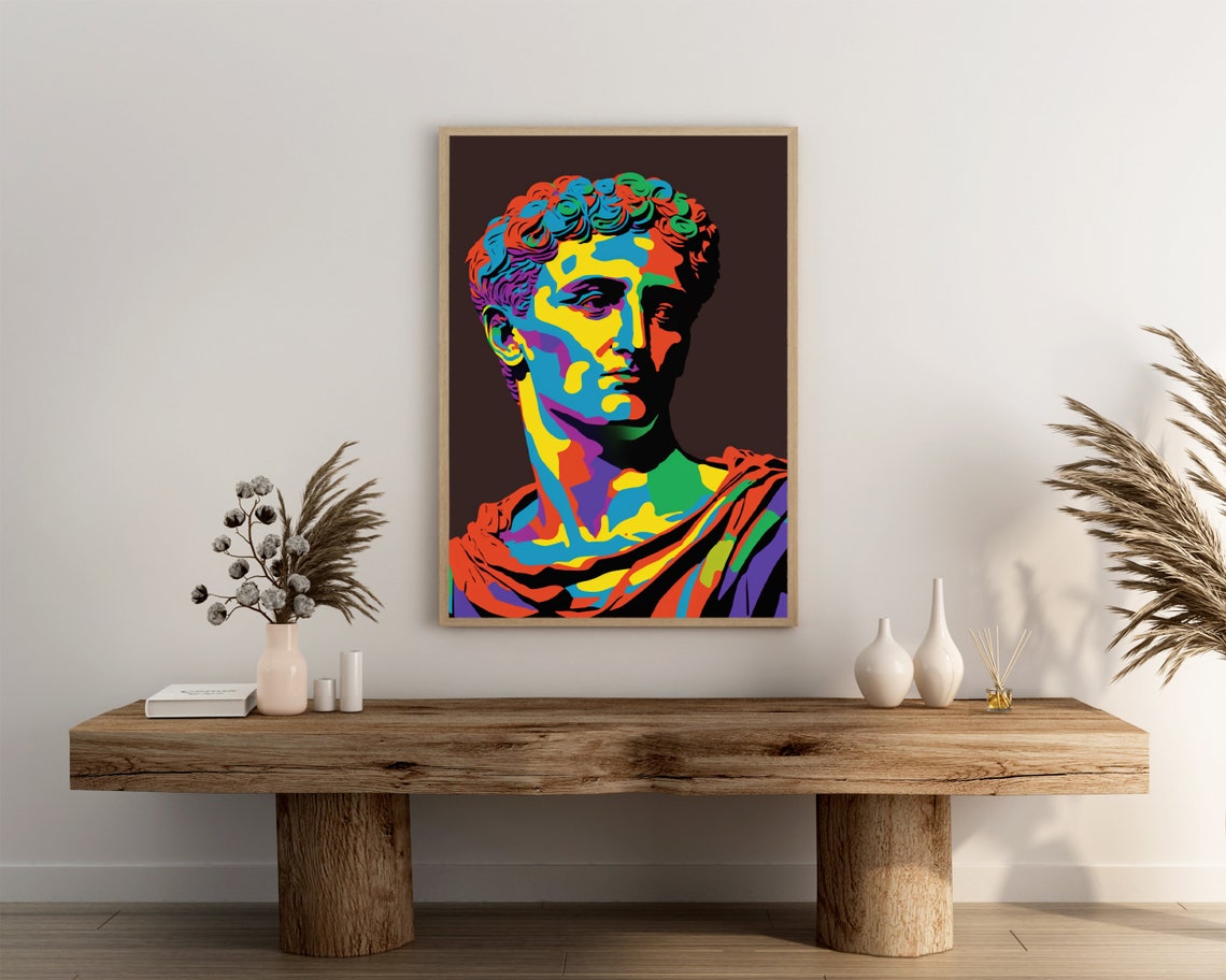 Julius Caesar Roman Bust In Bright Rainbow Pop Art Colors Poster - Image 3