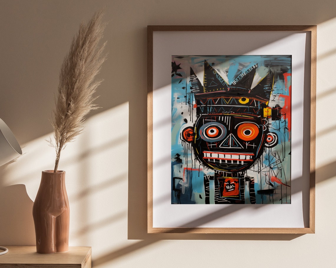 Basquiat Inspired Crown Graffiti Face Urban Neo Expressionist Poster - Image 4
