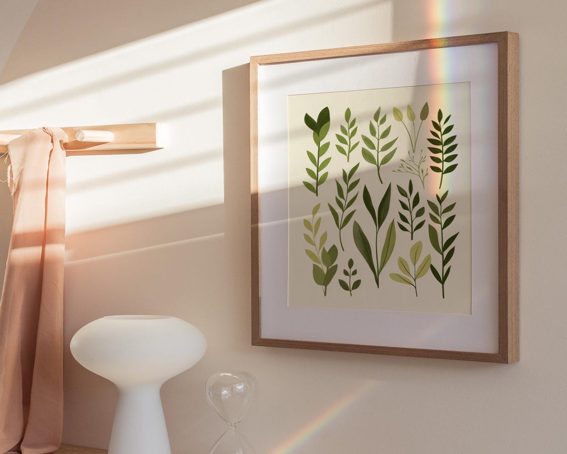 Twelve Leaf Sprigs Botanical Chart Minimal Greens Collection Poster - Image 3
