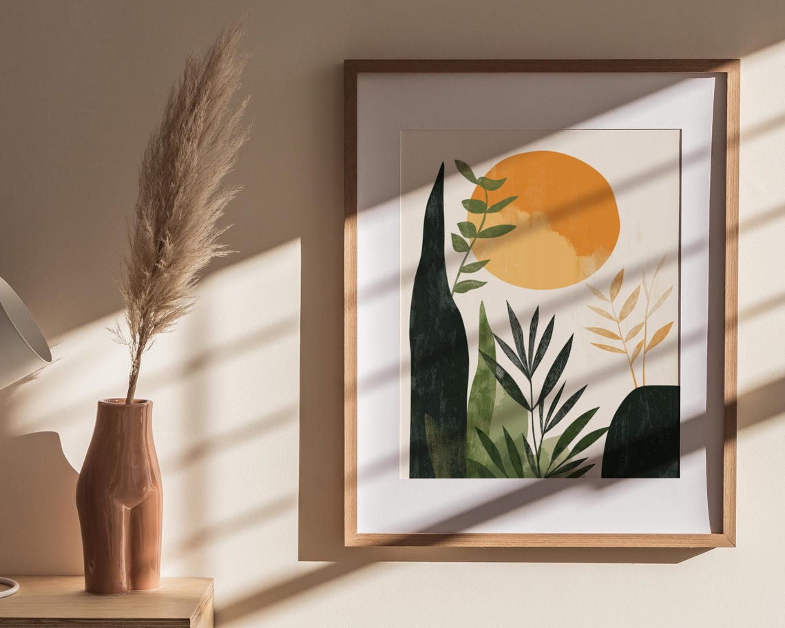 Abstract Sun Botanical Mid Century Orange Earthy Tones Poster - Image 4
