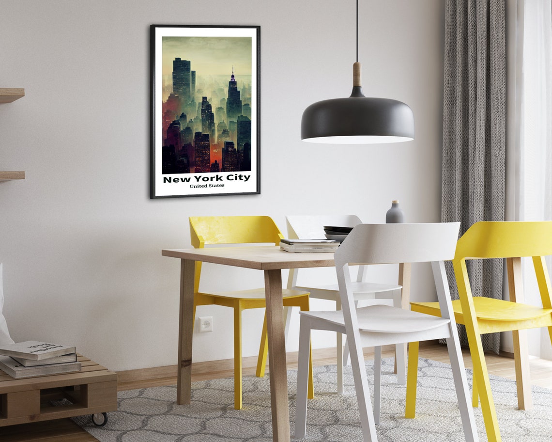 New York City Hazy Sunset Skyline Glowing Towers Travel Poster - Image 2