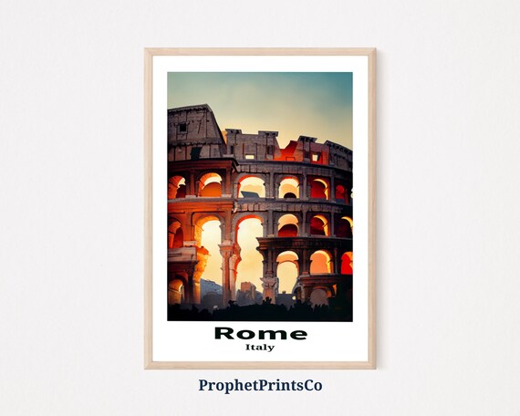 Rome Italy Colosseum at Sunset Ancient Landmark Travel Poster