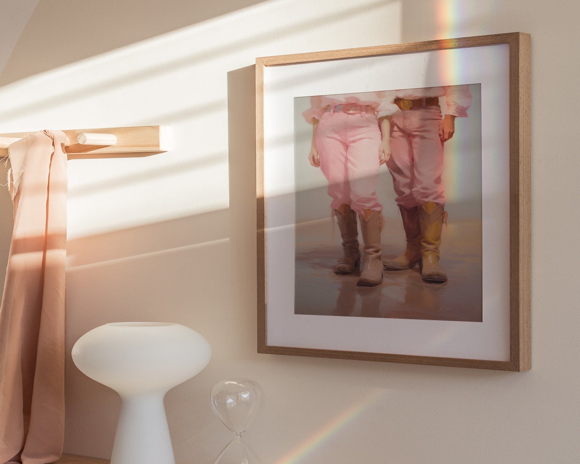 Pink Cowboy Boots Duo Western Girly Best Friends Style Art Poster - Image 3