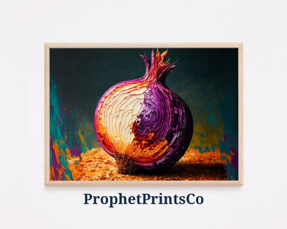 Purple Onion Poster Print Retro Kitchen Wall Art Onion Lover Gift Modern Vegetable Home Dcor Wall Art Digitial