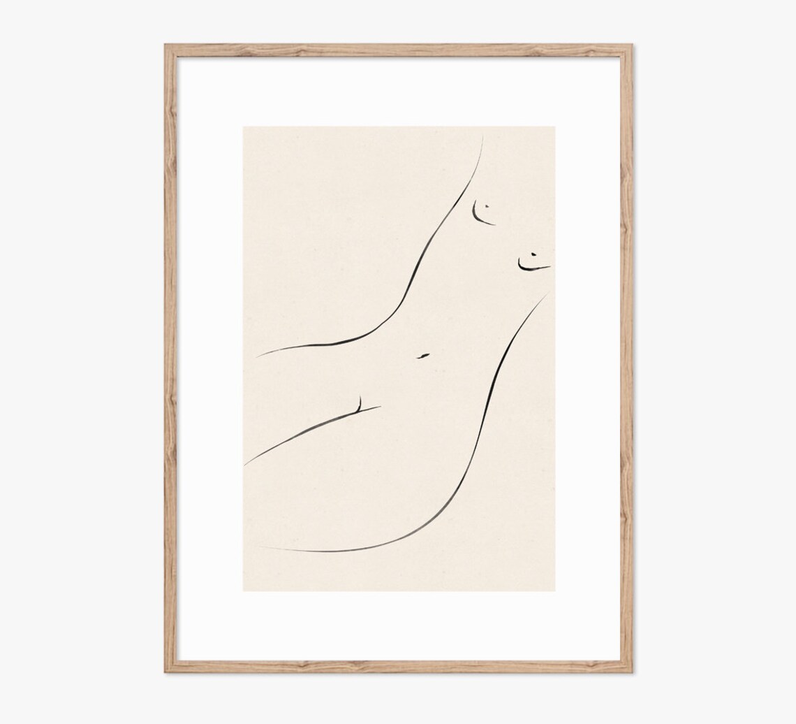 Minimalist Nude Sketch, Figure Art Print