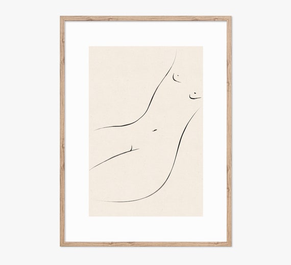 Minimalist Nude Sketch, Figure Art Print