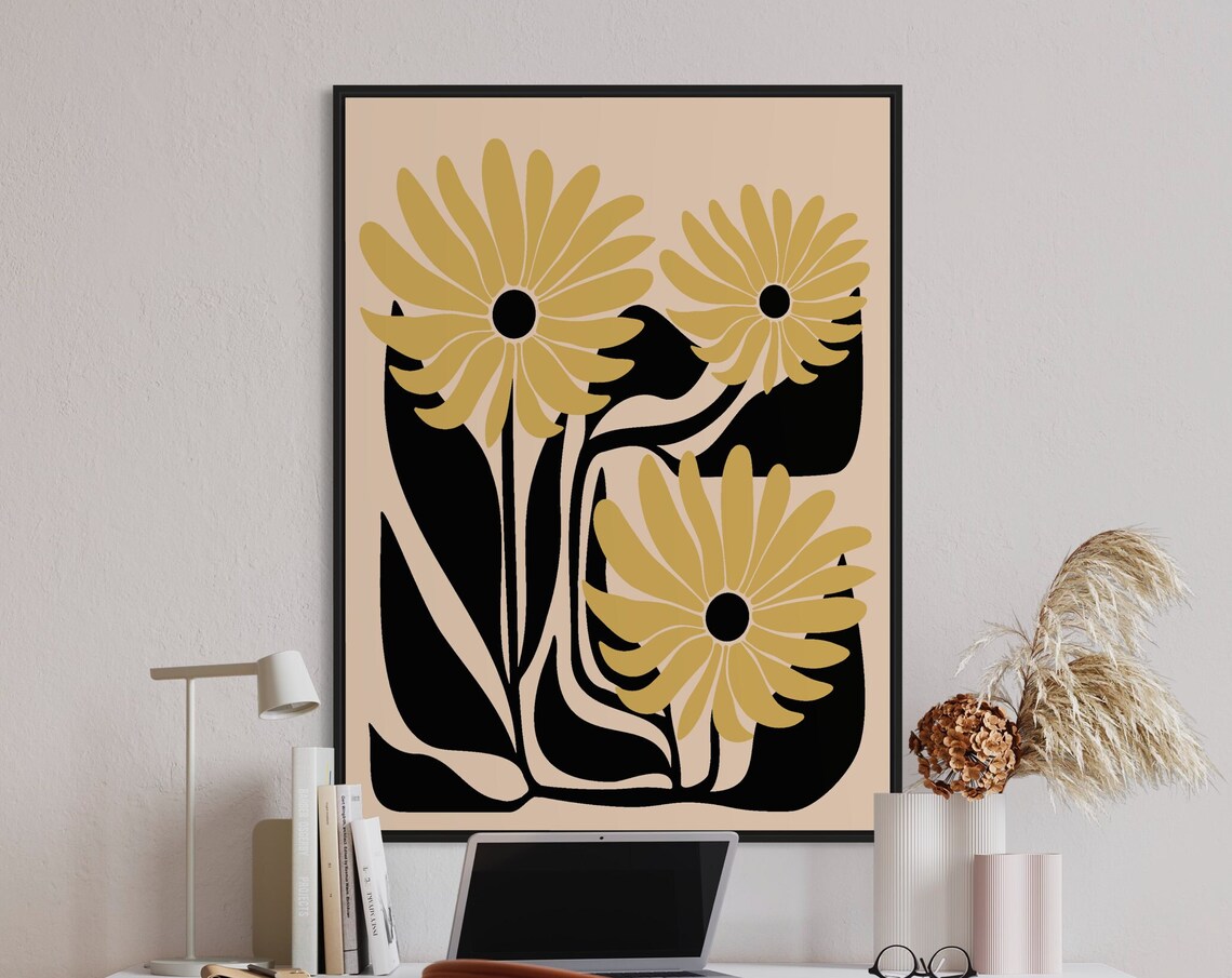 Abstract Botanical Print, Minimal Art Floral Poster