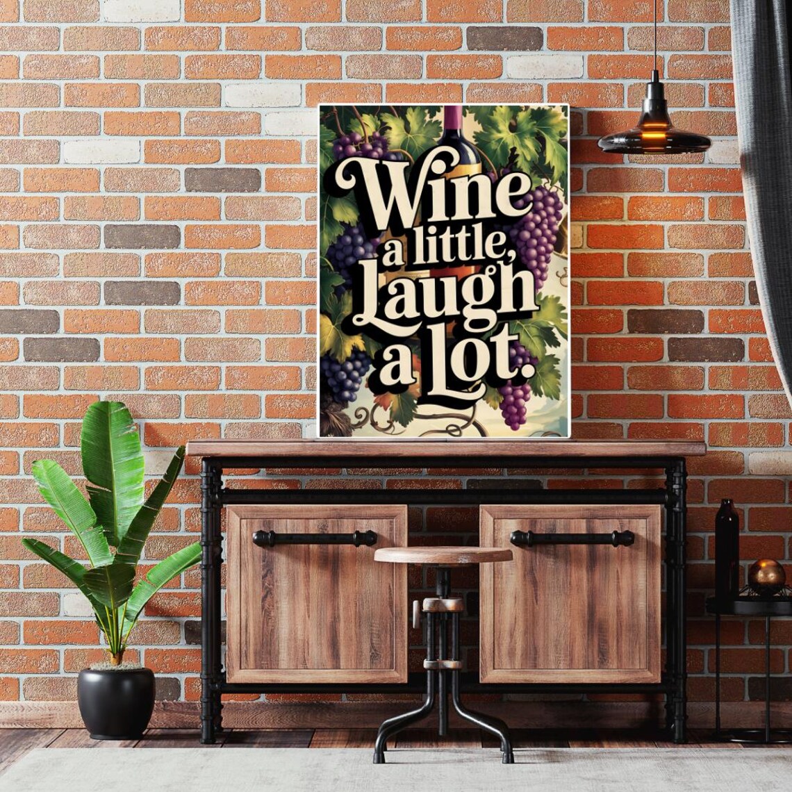 Wine a Little Laugh a Lot Funny Quote Poster with Vineyard Art - Image 5