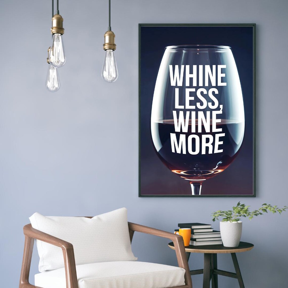 Whine Less, Wine More Modern Wine Saying Art Print - Image 3