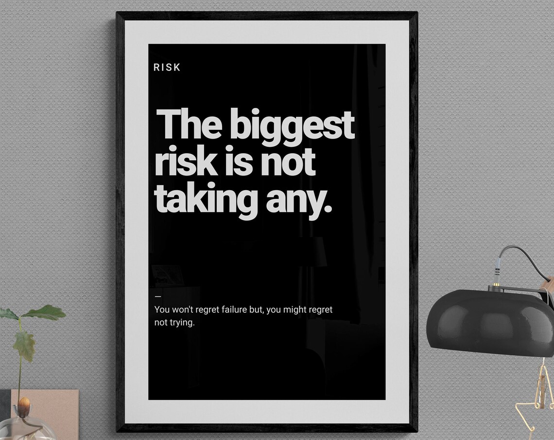 The Biggest Risk Is Not Taking Any Black Mindset Risk Quote Poster - Image 2