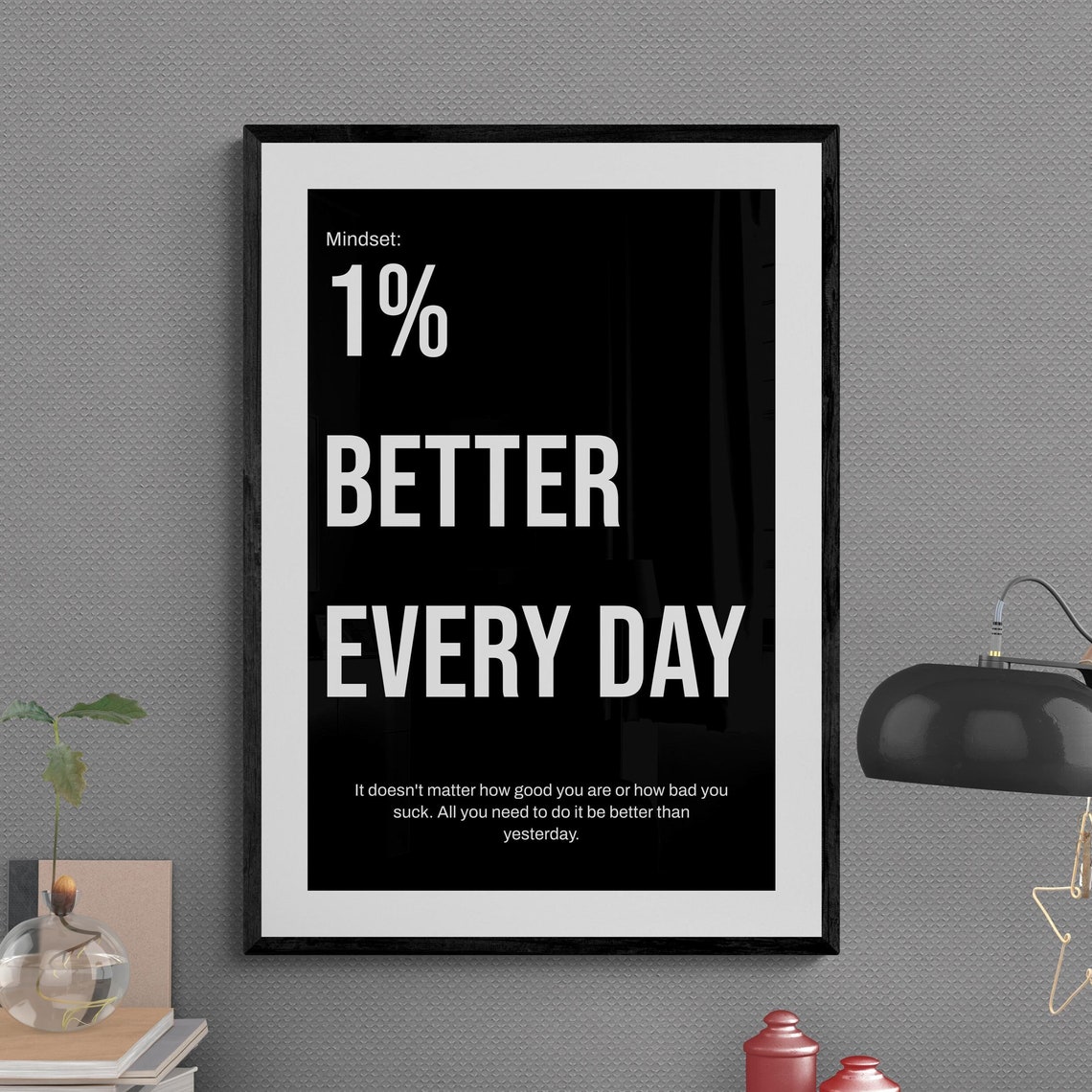 One Percent Better Every Day Mindset Growth Quote Poster Design