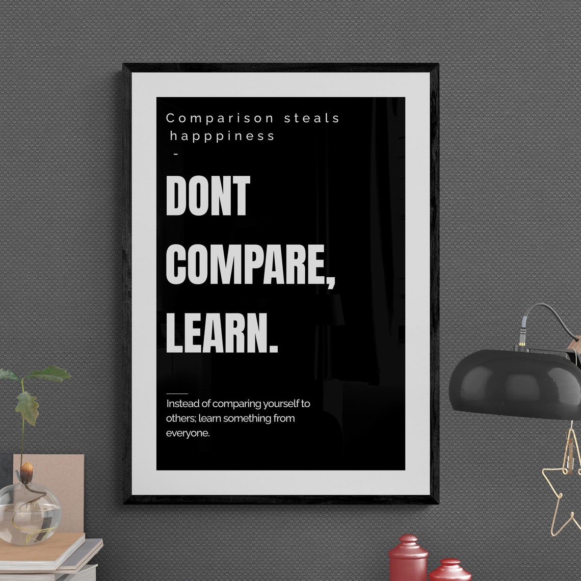 Dont Compare Learn Comparison Steals Happiness Mindset Quote Poster