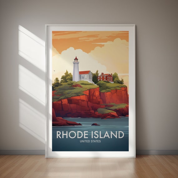 Rhode Island Poster Travel Poster Poster Print Travel Hiking Holiday Home Gift Gift For Her Gift For Him