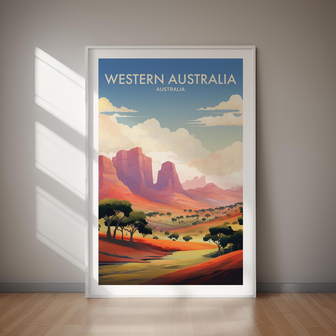 Western Australia Red Rock Mesas Desert Landscape View Poster