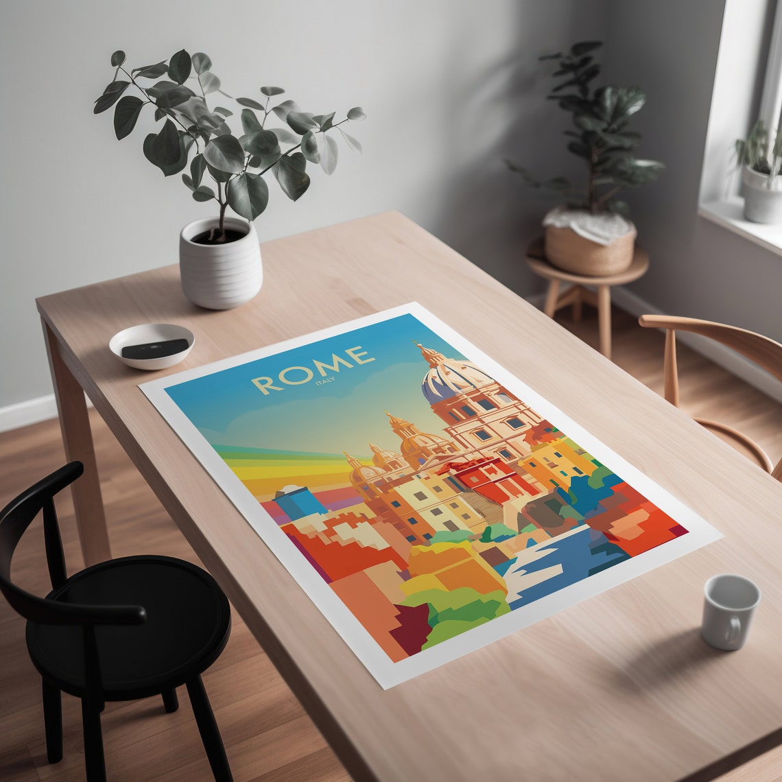 Rome Italy Rainbow Cityscape St Peters Dome Daylight Scene Poster - Image 2