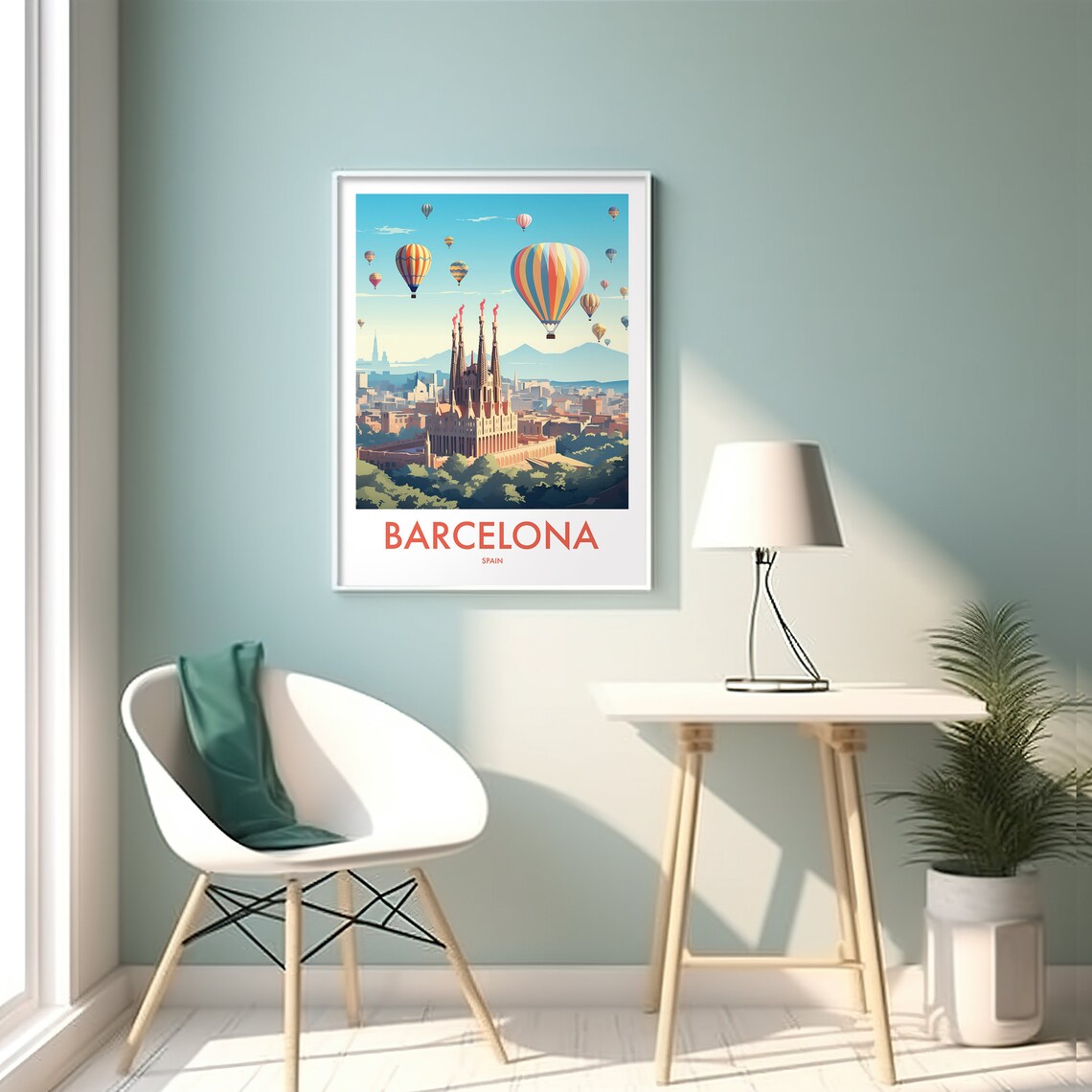 Barcelona Travel Poster, Spain Hiking Wall Art - Image 2